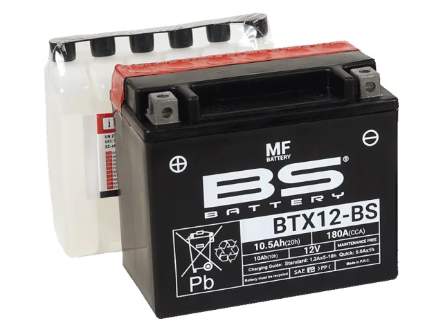BTX12-BS Аккумулятор BS AGM, 12В, 10 Ач 180 A  150x87x130, прямая ( +/- ), (YTX12-BS) 300603 BS Battery